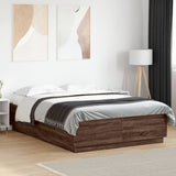 Bed Frame with LED without Mattress Brown Oak 150x200 cm King Size 3209610