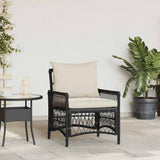 Garden Chair with Cushion Black 73 x 61 x 77 cm Poly Rattan 42006217