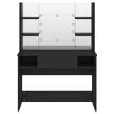 Makeup Table with LED Lights 100x40x135 cm MDF Black 331540