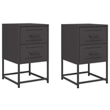 ZNTS Bedside Cabinets 2 pcs Black 36x39x60.5 cm Steel 846459