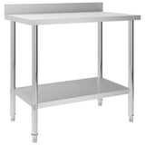 Kitchen Work Table with Backsplash 100x60x93 cm Stainless Steel 51189
