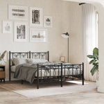 Metal Bed Frame without Mattress with Footboard Black 135x190cm 376145