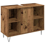 Bathroom Furniture Set with Door 3 pcs Old Wood Engineered Wood 3378507