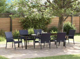 Garden Dining Set 7 pcs Black Powder-Coated Steel 3379406