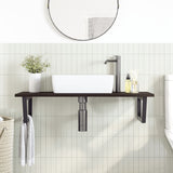 Basin Shelf Wall Mounted Steel and Solid Wood Oak 3302627