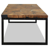 Coffee Table Black and Brown Teak Wood and Resin 110x60x40 cm 244551