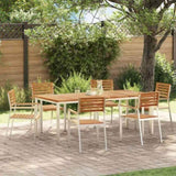 Garden Dining Set 7 pcs Solid Teak Wood and Stainless Steel 3334787