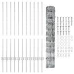 Fence with Posts Silver 1 x 25 m Steel 3337120