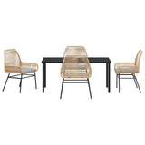 Garden Dining Set with Cushion 5 pcs Brown Poly Rattan 3380879