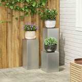 Plant Stand 3 pcs Silver Galvanised steel 865832