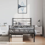 Metal Bed Frame without Mattress with Footboard Black 100x200cm 355672