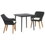 Garden Dining Set with Cushion 3 pcs Black Poly Rattan 3261663