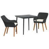 Garden Dining Set with Cushion 3 pcs Black Poly Rattan 3261663