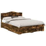 Bed Frame with Drawer Smoked Oak 150 x 200 cm Engineered Wood 3413181