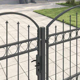 Garden Fence Gate with Arched Top Grey 4 x 1.25 m Steel 42008954