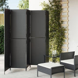 Room Divider 5 Panels Black Poly Rattan 365348
