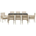 Garden Dining Set 9 pcs Beige PE rattan 3334892