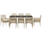 Garden Dining Set 9 pcs Beige PE rattan 3334892