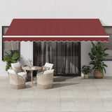 Retractable Awning Burgundy, White 3214987