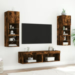 6 Piece TV Wall Units with LED Smoked Oak Engineered Wood 3216619