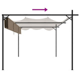 Pergola with Retractable Roof Taupe 395x292x230 cm 360118