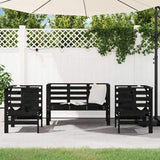 3 Piece Garden Lounge Set Black Solid Wood Pine 825146