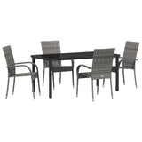 Garden Dining Set 5 pcs Grey Powder-Coated Steel 3379411