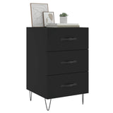 ZNTS Bedside Cabinet Black 40x40x66 cm Engineered Wood 827653