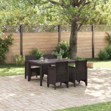 Garden Dining Set 5 pcs Brown Polt rattan 3378698