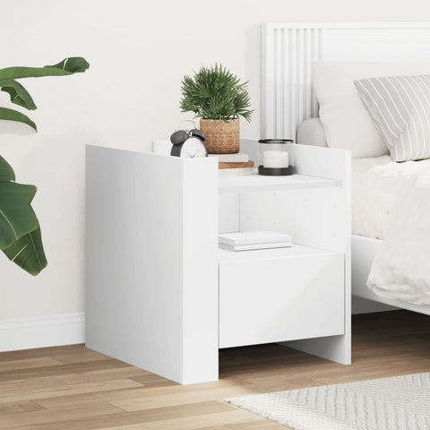 ZNTS Bedside Cabinet White 45x50x50 cm Engineered Wood 848276