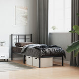 Metal Bed Frame without Mattress with Headboard Black 75x190cm 355551