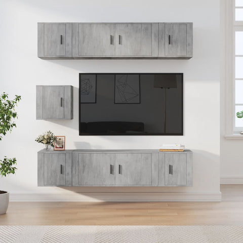 7 Piece TV Cabinet Set Concrete Grey Engineered Wood 3188666