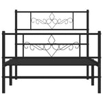 ZNTS Metal Bed Frame without Mattress with Footboard Black 90x200cm 355278