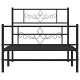 ZNTS Metal Bed Frame without Mattress with Footboard Black 90x200cm 355278