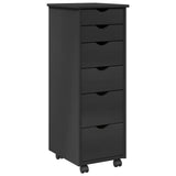 Rolling Cabinet Grey 34 x 39 x 93.5 cm Solid Pine Wood 42028366