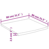 ZNTS Desk Top 80x80x2.5 cm Square Solid Wood Acacia Live Edge 370266