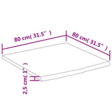 Desk Top 80x80x2.5 cm Square Solid Wood Acacia Live Edge 370266