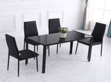Modern Rectangular Dining Table for 4 People Glass Kitchen Table with Tempered Glass Top and Metal T3398P344422