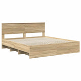 Bed Frame Sonoma Oak 200 x 200 cm Engineered Wood 3408818