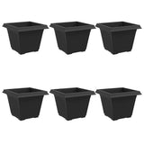 Square Flower Pot 6 pcs Black 43 x 43 x 33.5 cm Plastic 42020340