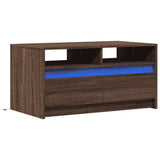 Coffee Table with LED Lights Brown Oak Engineered Wood 851997