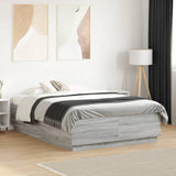 Bed Frame with LED without Mattress Grey Sonoma 135x190 cm Double 3209651
