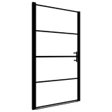 ZNTS Shower Door Frost Tempered Glass 91x195 cm Black 146662