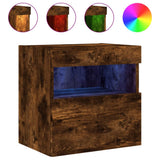TV Wall Cabinets with LED Lights 2 pcs Smoked Oak 40x30x40 cm 837178