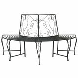 Tree Bench 4-Seater 160 x 80 x 89 cm Steel Black Half-round 42029532