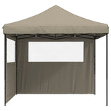 Foldable Party Tent Pop-Up with 2 Sidewalls Taupe 4004923