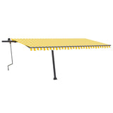Freestanding Manual Retractable Awning 500x350 cm Yellow/White 3069858