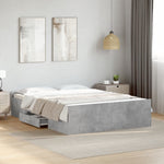 ZNTS Bed Frame with Drawers Concrete Grey 135x190 cm Double Engineered Wood 3280317