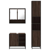 3 Piece Bathroom Furniture Set Brown Oak Engineered Wood 3301119