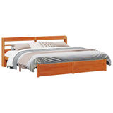 Bed Frame with Headboard 2 pcs Wax Brown Solid Pine Wood 3422710